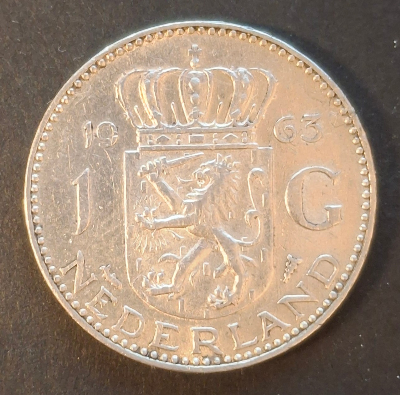 Netherlands 1 Gulden 1963 Silver