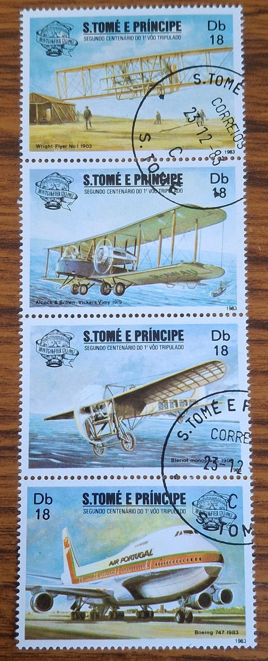 Sao Tome and Principe Stamp Sheet 4x Different Plane Stamps