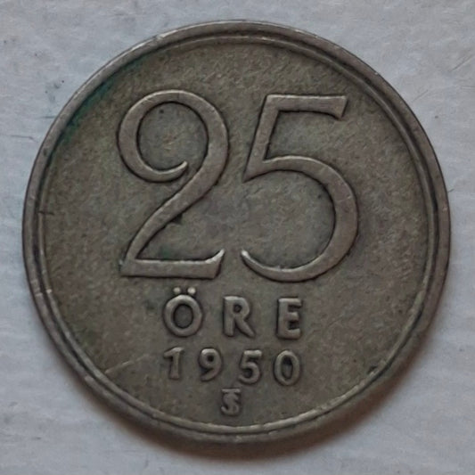 Sweden 25 Ore 1950 Silver