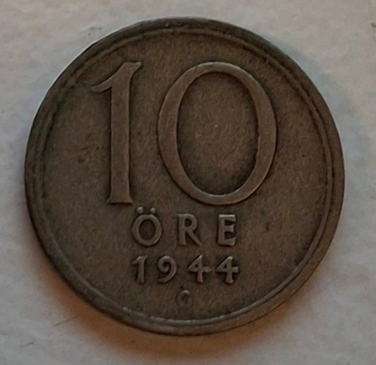 Sweden 10 Ore 1944 Silver